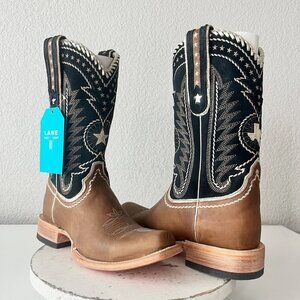 Lane RODEO HOUSTON Mens Cowboy Boots 9.5 Brown Leather Western Blunt Toe
